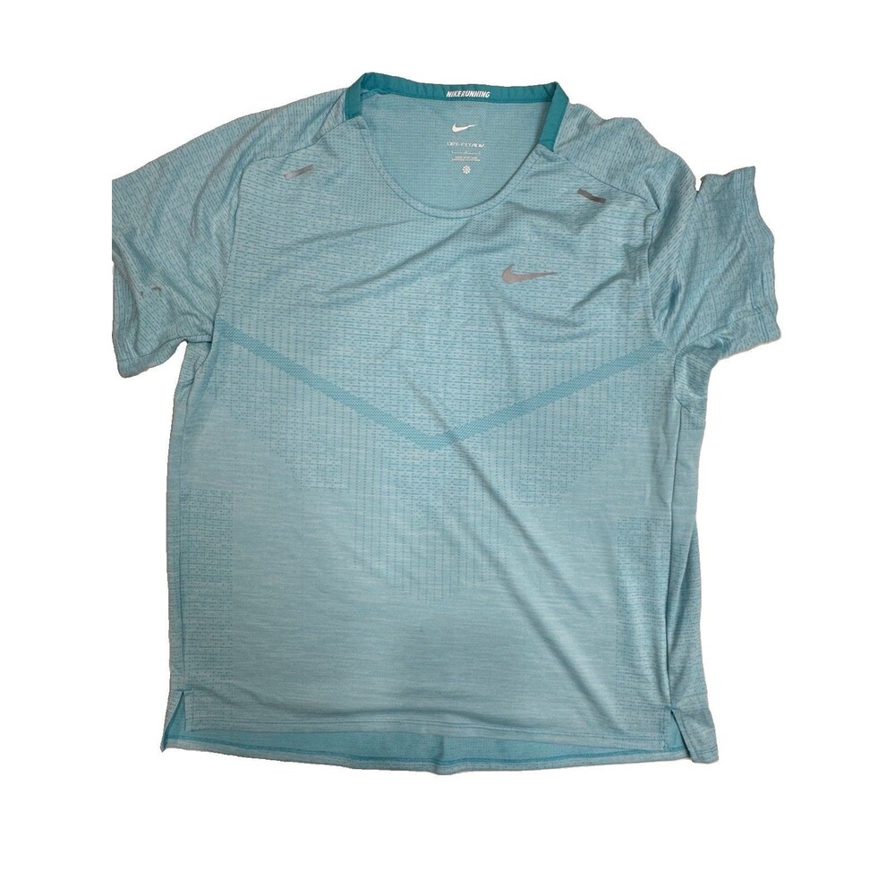 Nike ADV Shirt Womens Large Blue Short Sleeve Running Dri Fit Active Outdoor
